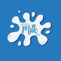 World Milk Day lettering concept. Greeting card calligraphy illustration. Vector isolated illustration   on blue background. Royalty Free Stock Photo